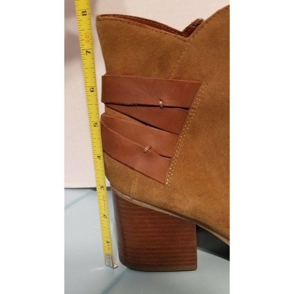 MIA Heritage Genessa Bark Chestnut Brown Suede Strappy Stacked Heel Booties 8.5 - Picture 8 of 9